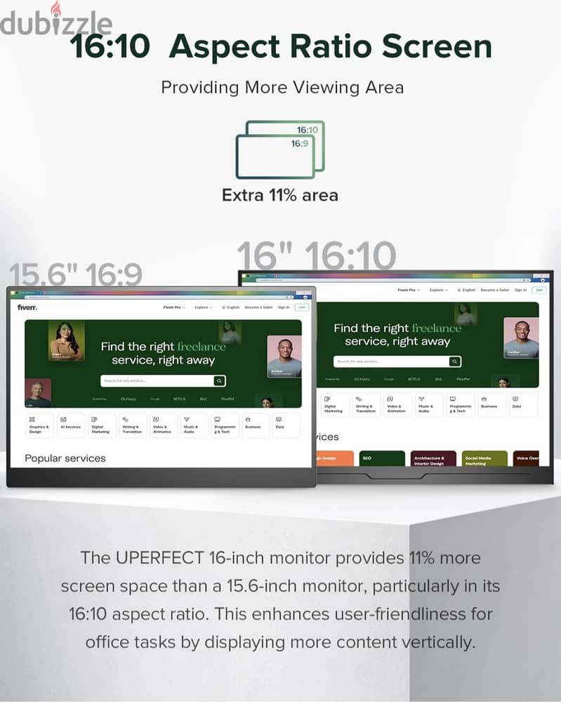 UPERFECT 2.5K Portable Monitor, 16" QHD Portable Monitor 5