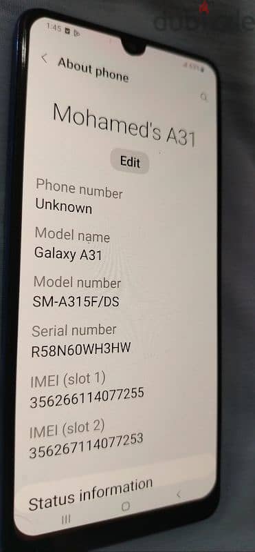 Samsung A31 128 بصمة شاشه 3