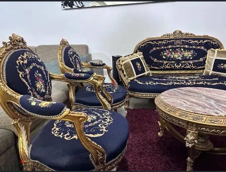 Elegant abison salon Set with Marble Table ابيسون صالون 1