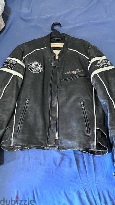 Bikers leather jacket used for sale جاكت جلد طبيعي للبيع 1