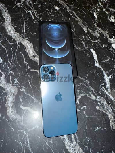 IPhone 12 pro max 128 titanium blue face id as new/ايفون ١٢ برو ماكس