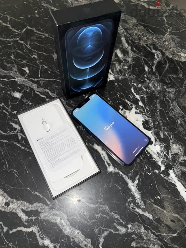 IPhone 12 pro max 128 titanium blue face id as new/ايفون ١٢ برو ماكس 2