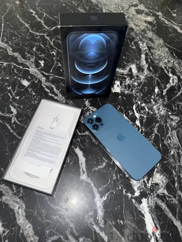 IPhone 12 pro max 128 titanium blue face id as new/ايفون ١٢ برو ماكس 3