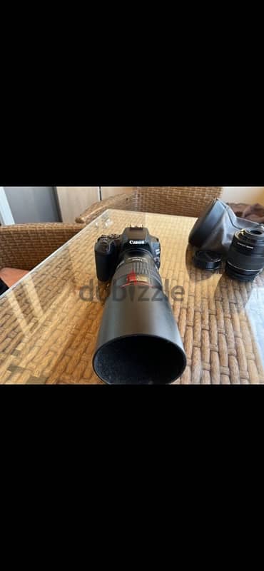 canon eos 250d +macro lens canon 100 mm ef+lens canon 18/55+bag+memory 2