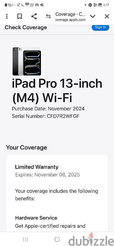 iPad pro m4 13 inch 256 مشحون ٣ مرات فقط 6