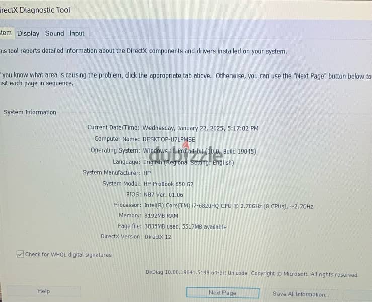 Hp pro book 650 g2 Cori7 —6820HQ 8GRam—256ssd 3