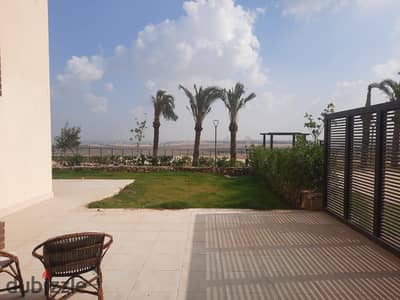 Ground apartment for rent furnished in New Giza Westridge, 195 sqm, with garden