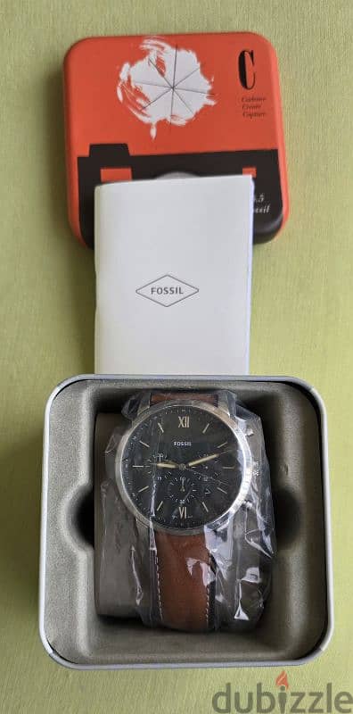 Fossil men watch leather new in box 4