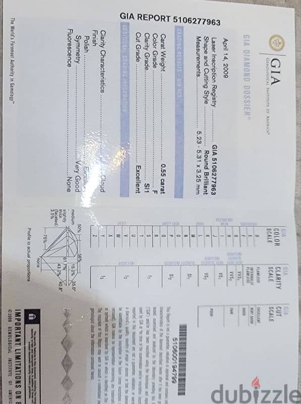 Dimond ring 0.55 with GIA certificate 3