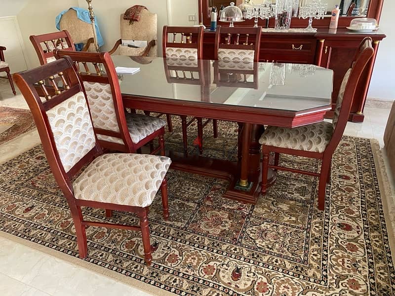 Full Dining Room طقم سفرة كامل خشب طبيعي 5