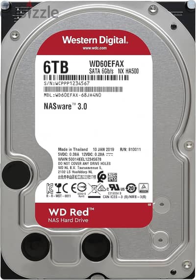 Western Digital WD 6TB Red NAS Internal Hard Drive HDD - 5400 RPM, SA