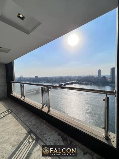 Apartment for sale, fully finished, with furnishings and air conditioners, 100% view, on the Nile Corniche, next to Hilton, with the highest rental in