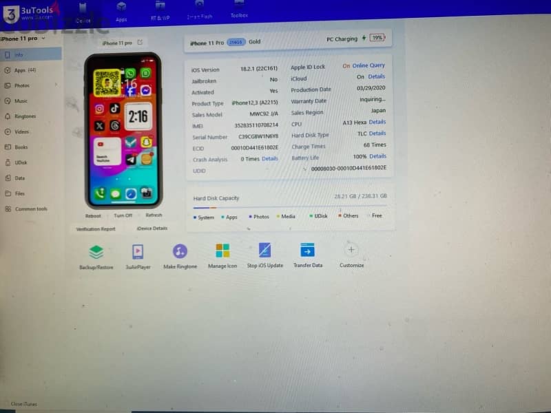 iPhone 11 pro  256G   B100% 18