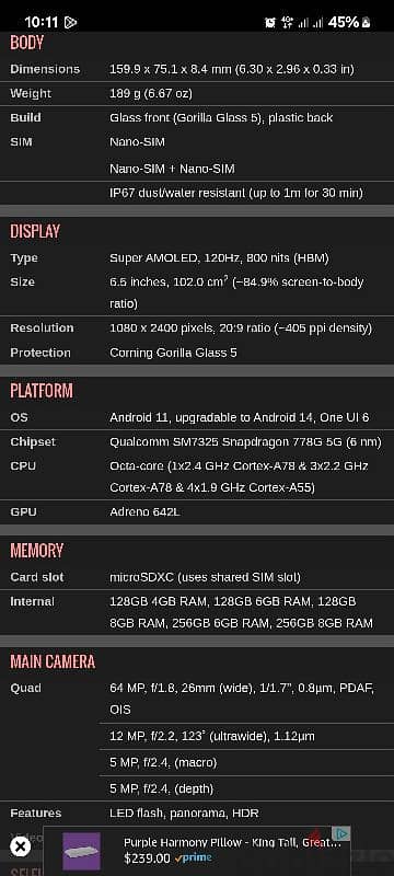 Samsung A52s -128g-8Ram-5G 3