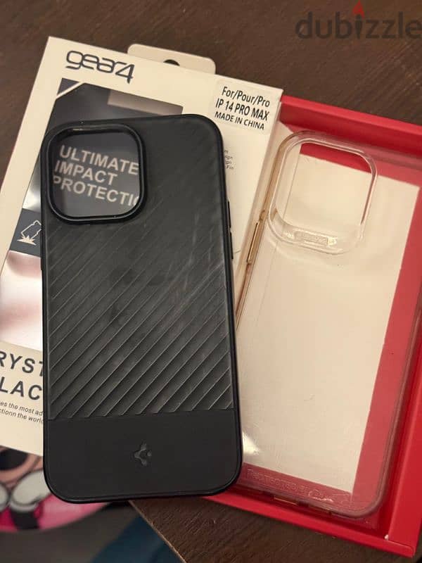 black iPhone 14 pro max 256 dual sim with 2 covers free 4