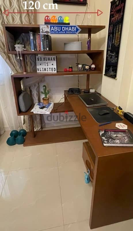 home office table with shelves مكتب مع الرفوف 1