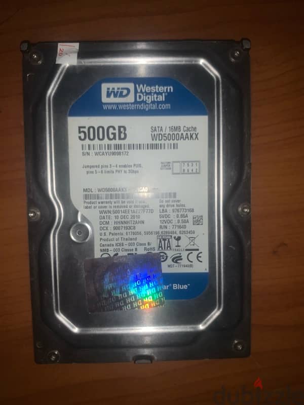 هارد ديسك 500Gb بحاالة ممتازة hdd 1