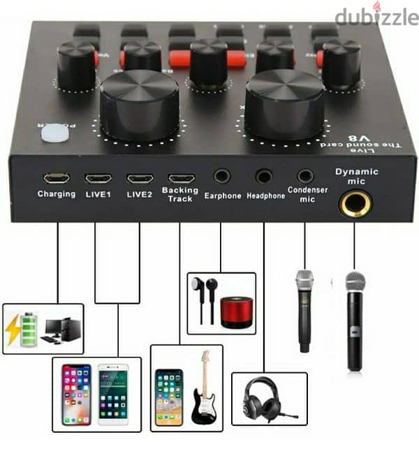 BM800 Microphone + V8 Sound Card   ميكروفون بي ام ٨٠٠ مع كرت صوت في ٨ 1