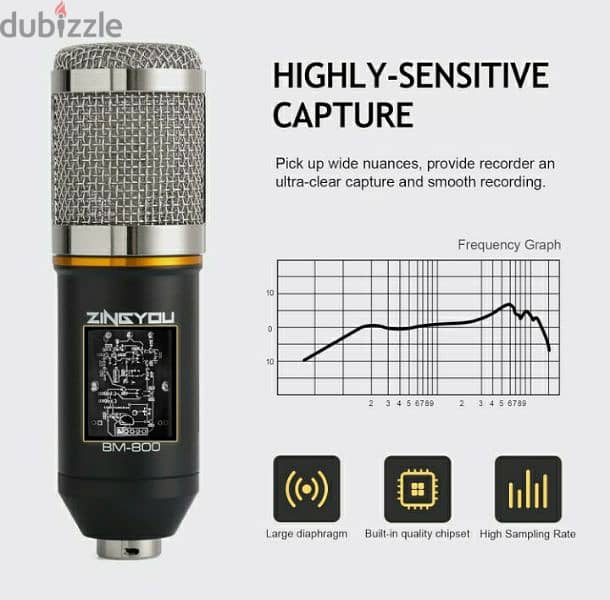 BM800 Microphone + V8 Sound Card   ميكروفون بي ام ٨٠٠ مع كرت صوت في ٨ 3