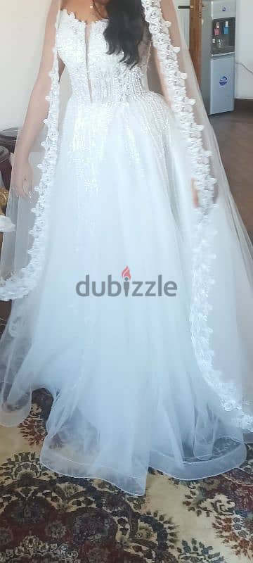 A Line  wedding dress with veil 1