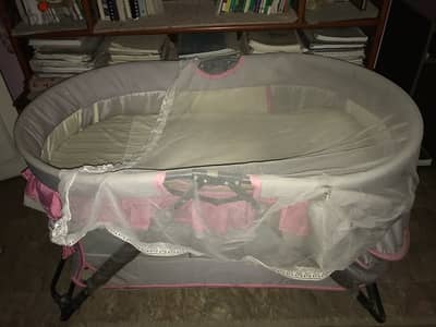 baby essentials stroller, high chair and crib