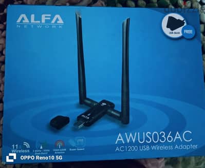 محول WiFi ألفا AC1200 بمنفذ USB 3.0 ثنائي النطاق - بحالة ممتاز