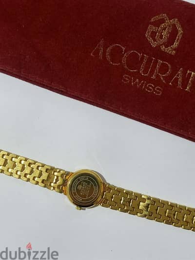 ساعه حريميAccurate swiss made 22k gold electro plated water resistantn