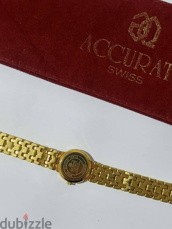 ساعه حريميAccurate swiss made 22k gold electro plated water resistantn 0