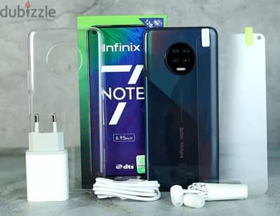 INFINIX Note7 بحالة الزيرو بجميع مشتملاتها بالكارتونة والشاحن الأصلي