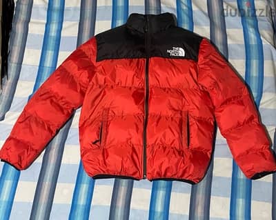 Red & Black North Face puffer jacket