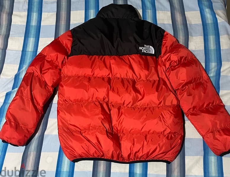 Red & Black North Face puffer jacket 1