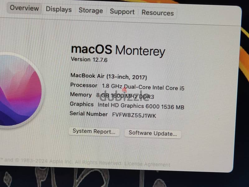 macbook air 2017core i5 macOS+ssd 128gb 9