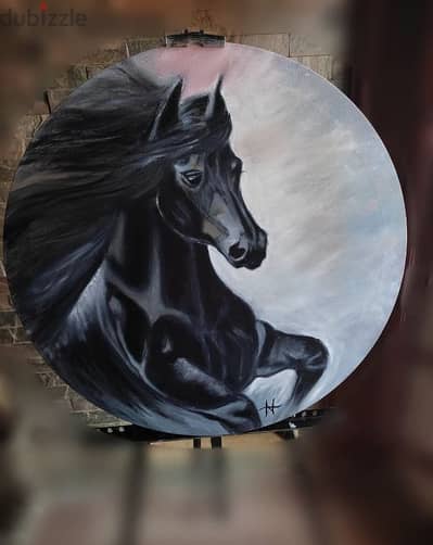 Black horse art painting