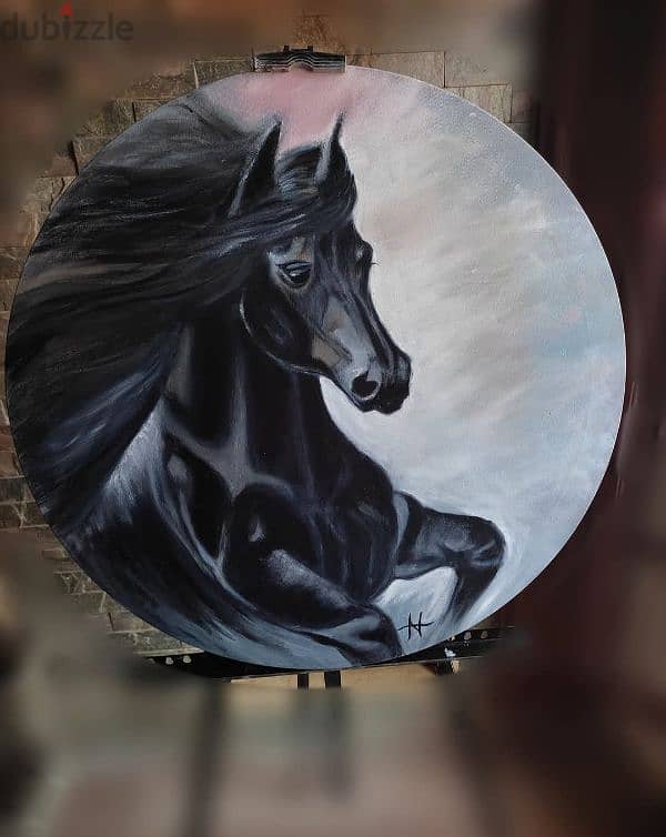 Black horse art painting 0