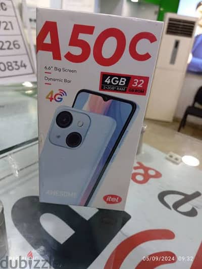 موبايل itel A50c متبرشم جديد متفتحش مساحة 32 ورام 4 (2+2)