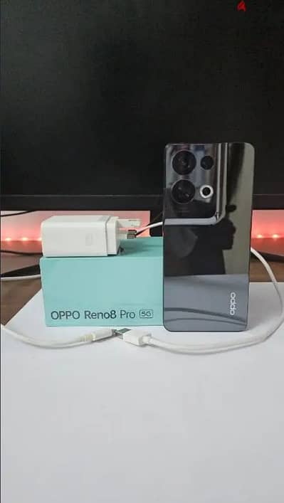 oppo reno 8 pro 5g with screen protector and original oppo charger