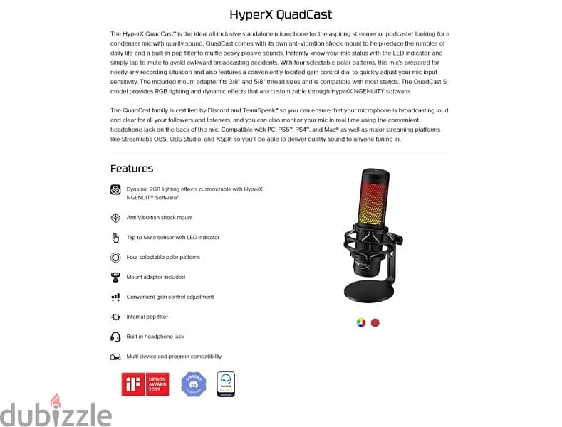 mic hyper x quadcast s RGB 2