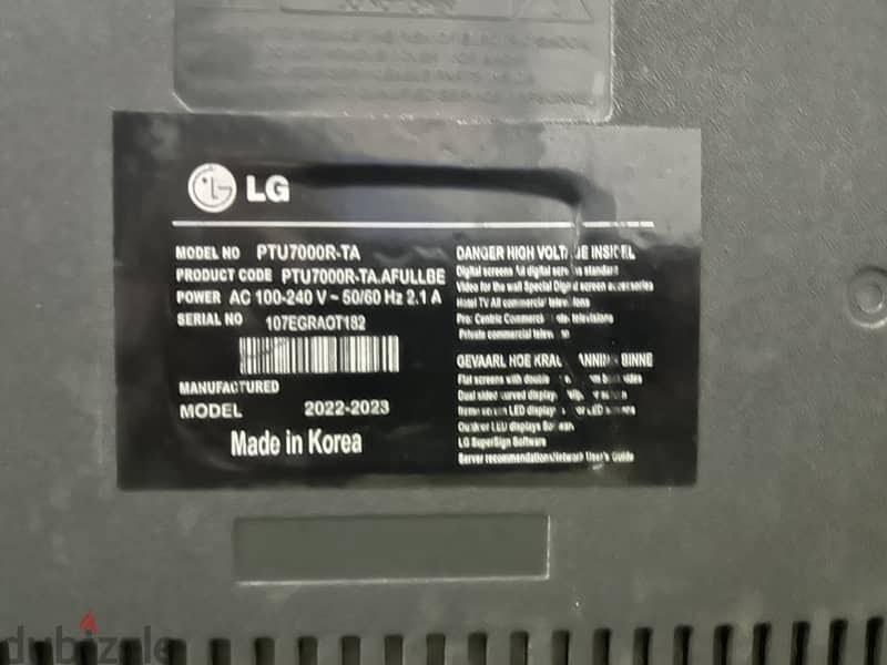 LG TV model no PTU7000R-TA for sale 3