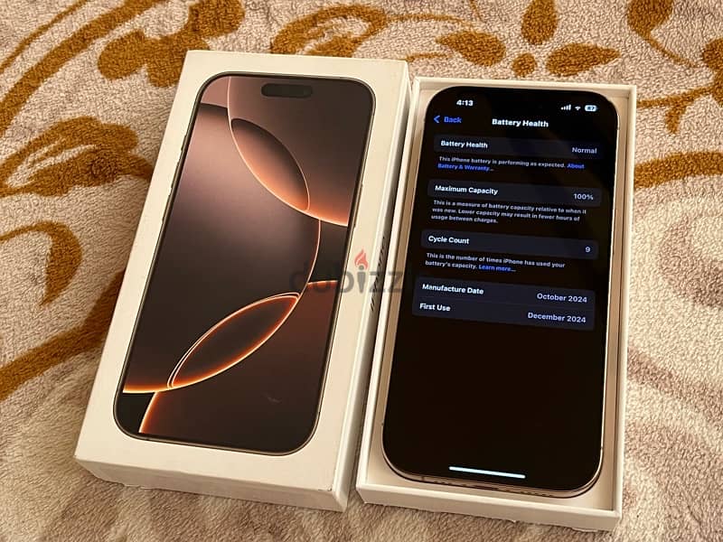 iPhone 16 pro 256GB, Desert titanium New with open box ~ ايفون 16 برو 4