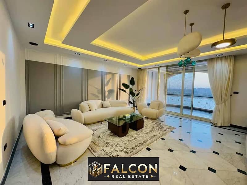 The most distinguished hotel suite with direct view on Nile - return in dollars - furnished + ACs - REVE DU NIL TOWER ||prime location on Maadi Cornic 0