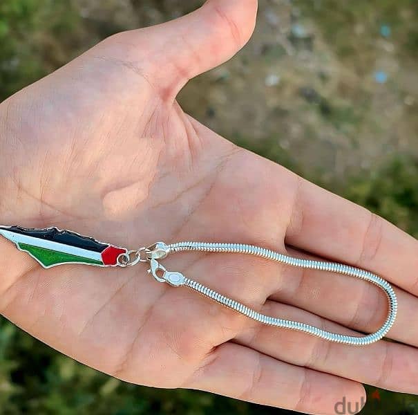 " سلسلة وأنسيال علم فلسطين ببلاتين متين – هدية فخمة وشحن مجاني! " 1