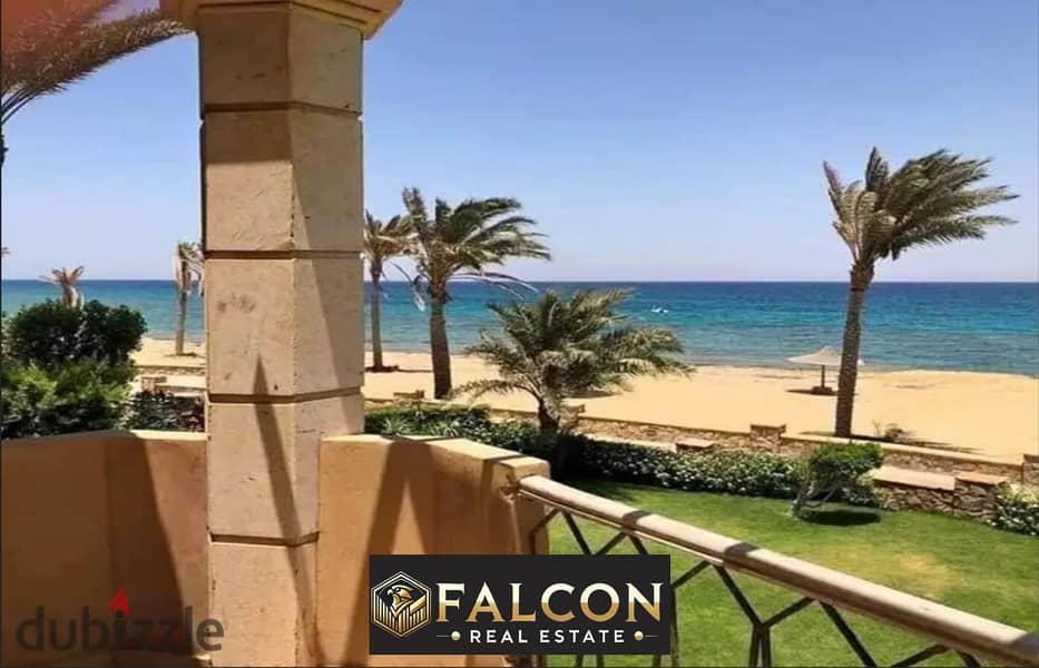 3-room chalet, double view, Ready to move and fully finished, first row on the sea in La Vista Gardens, Ain Sokhna, next to Porto, in installments 0