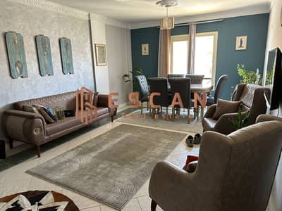 Apartment for hotel rent in a very distinguished location with an area of ​​123 square meters and 3 rooms in Rehab City in first-class condition