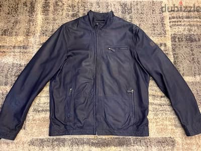 TRUSSARDI Genuine Leather jacket MEN Original blue Size XL