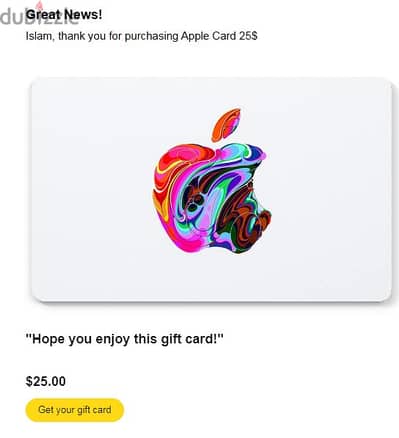 Apple Gift card امريكي ب 25$