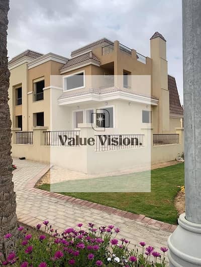 S Villa Corner for sale, 239m immediate receipt and ready for inspection, in Sarai New Cairo Compound, next to Madinaty