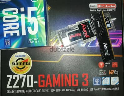 Gigabyte z270 gaming 3+Core i5-7400+2x8 kingston hyperx fury 3200mhz