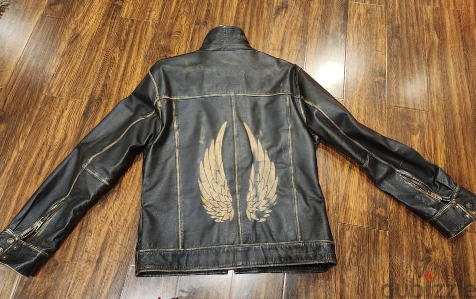 Vintage distressed tailored genuine leather jacket - جاكيت جلد طبيعي 0