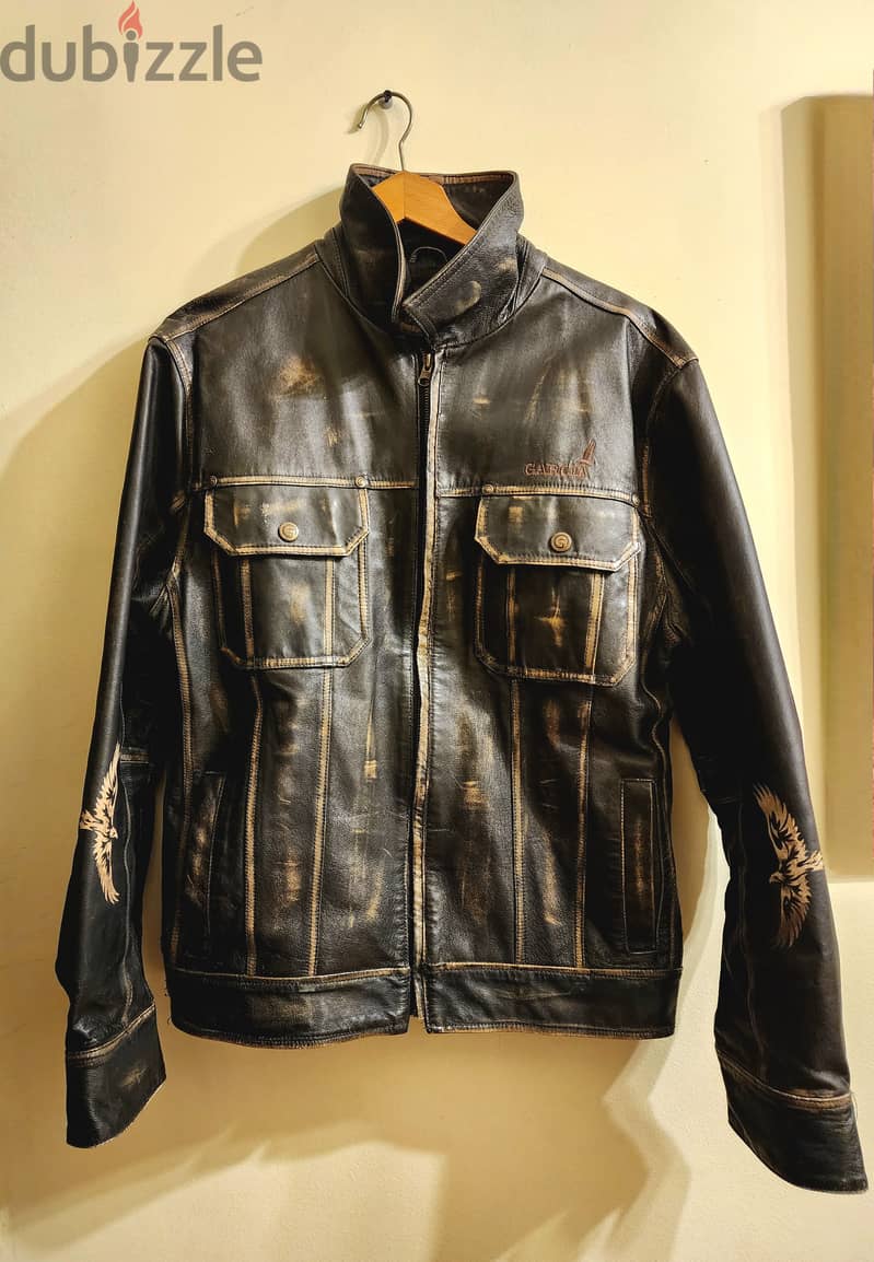 Vintage distressed tailored genuine leather jacket - جاكيت جلد طبيعي 6