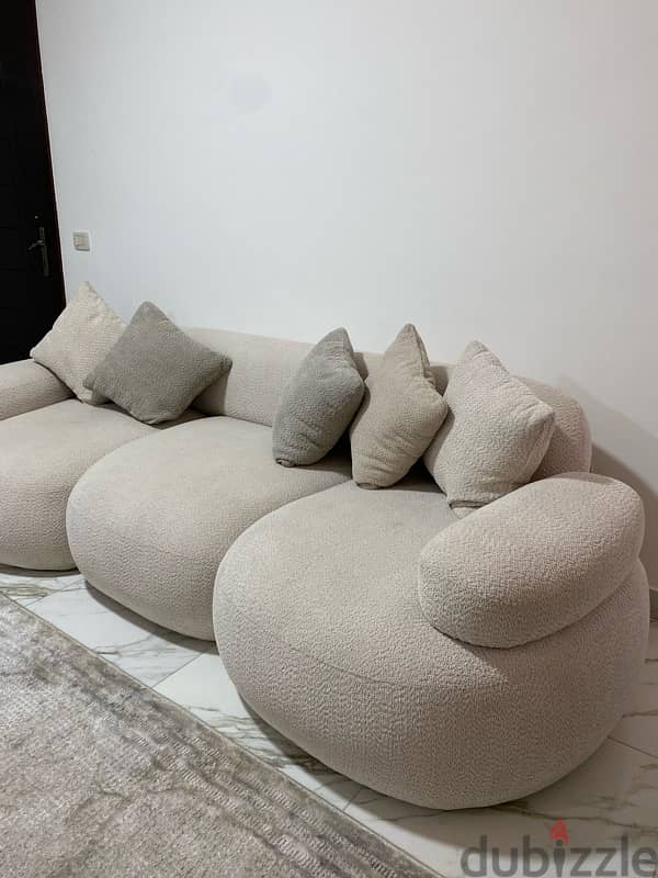 Modern Sofa 300cm - Beige + sofa chair 3